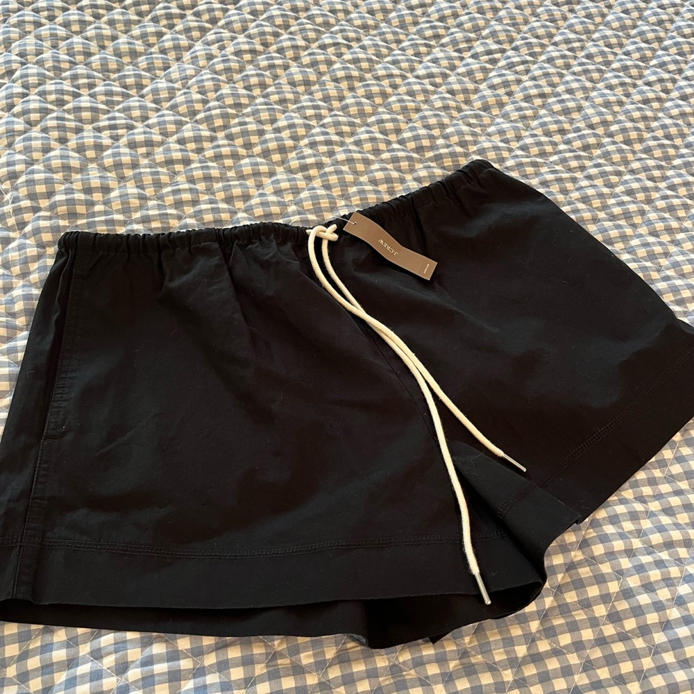 NWT J. Crew Black Poplin 100% cotton Drawstring Shorts preppy minimalist coastal